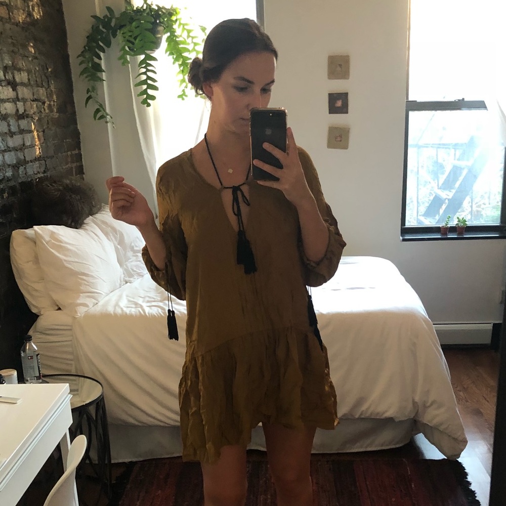 Golden For Love and Lemons Mini Dress